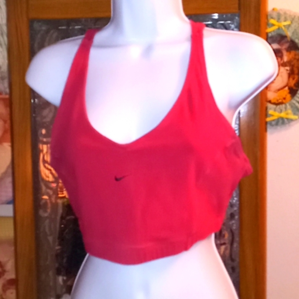 NIKE, Hot Pink with Black Swoosh, Short Style, Sports Bra/Crop Top💕